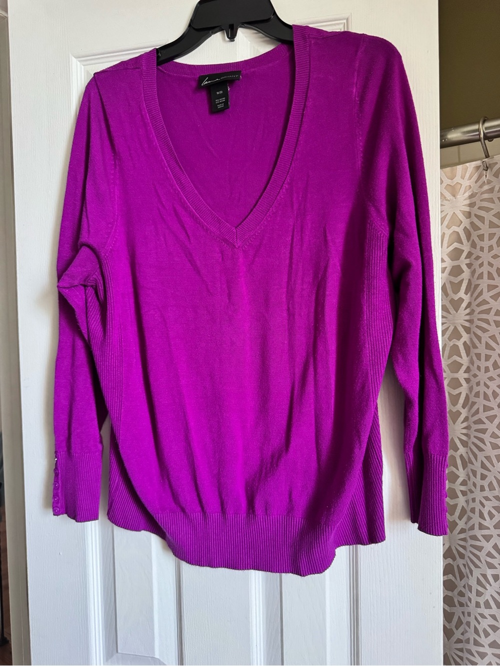 Lane Bryant V-Neck Sweater in Vibrant Fuchsia